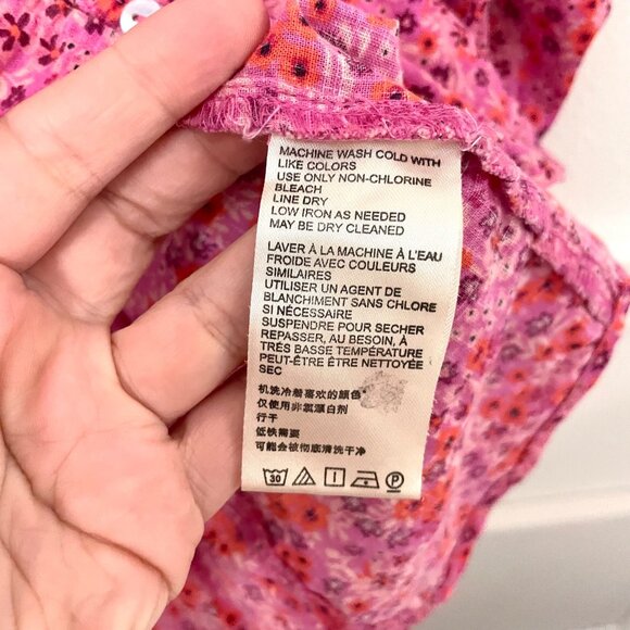 Free People I Found You Printed Top Party Combo Pink Size M OB1418154 - Picture 5 of 6